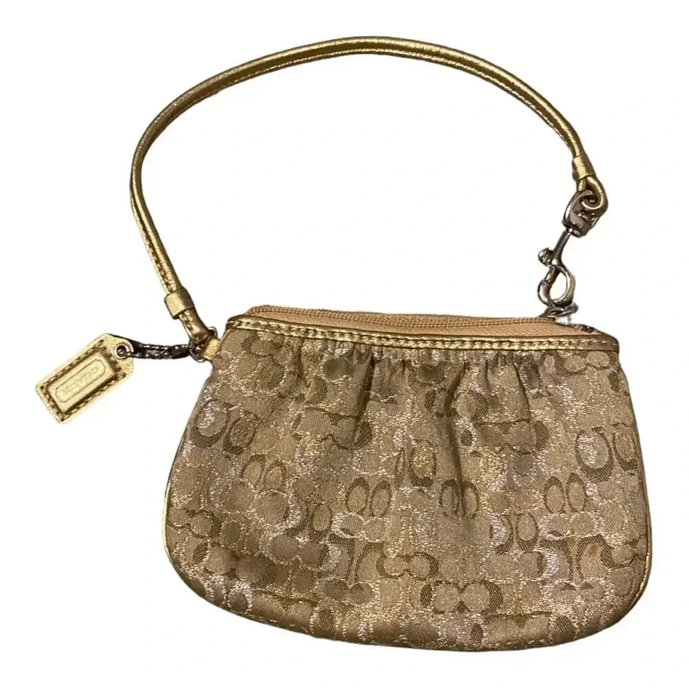 Coach gold cloth wristlet authentic y2k
